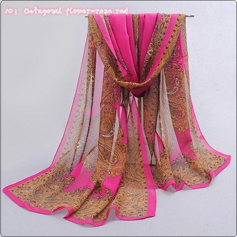 Khăn Choàng Cổ chiffon In Họa Tiết Hoa Thời Trang Mùa Thu Cho Nữ