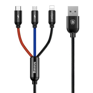 Cáp sạc đa năng BASEUS 3 đầu Lightning - MicroUSB - Type-C sạc 3 thiết bị cùng một lúc công xuất 3.5A sạc nhanh