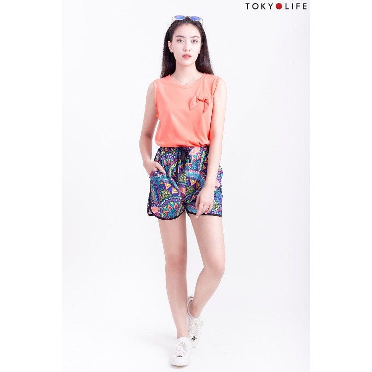 [Mã WABRSWK giảm 10% đơn 250K] Quần Shorts họa tiết Nữ TOKYOLIFE cạp khóa cao I9SHP501G