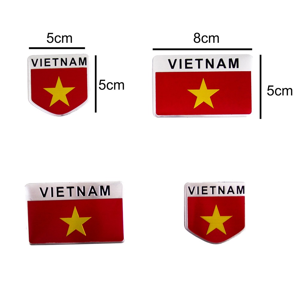 Sticker metal hình dán kim loại Sticker Factory - Chủ đề Cờ Việt Nam khiên 5x5cm