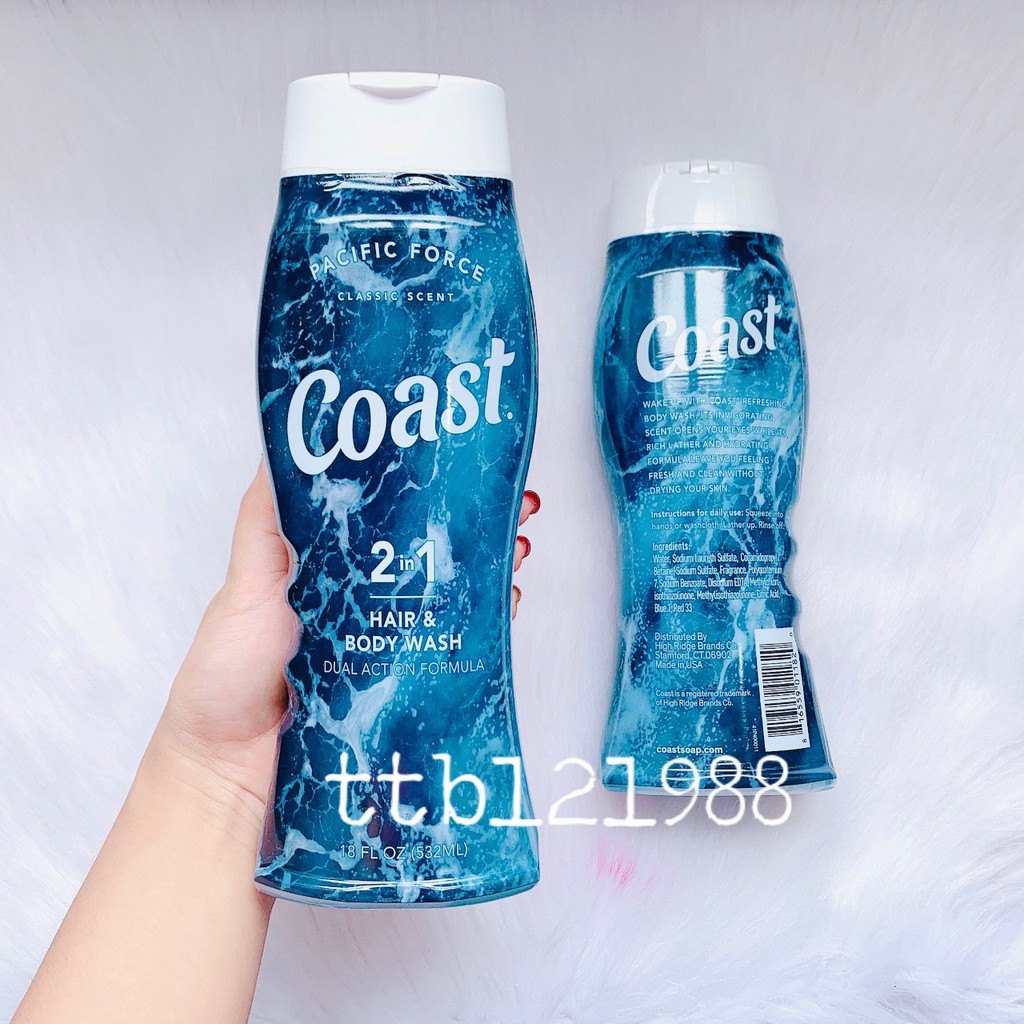 SỮA TẮM DÀNH CHO NAM GIỚI 2 IN 1 COAST HAIR &amp; BODY WASH