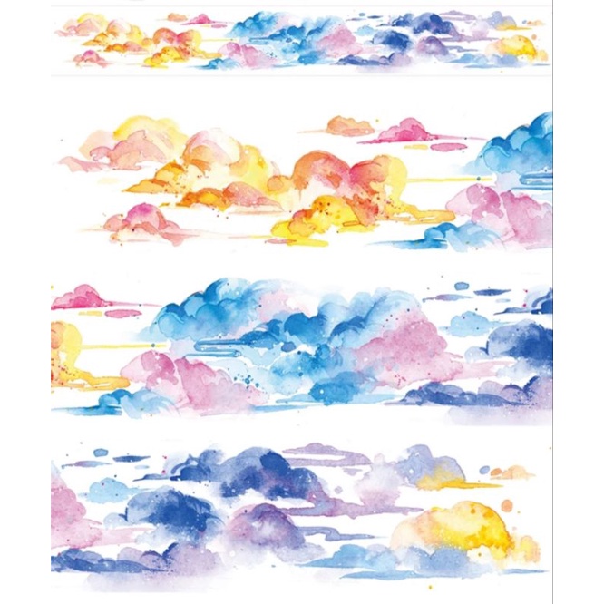 Washi tape 35cm, băng keo dán họa tiết bầu trời, mặt nước nhà OKMT trang trí DIY, làm tranh washi