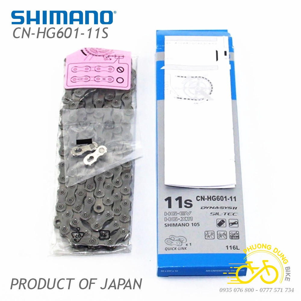 Xích sên xe đạp Shimano 105 CN HG601 11 speed - Quick Link - Fullbox Hàng Chính Hãng