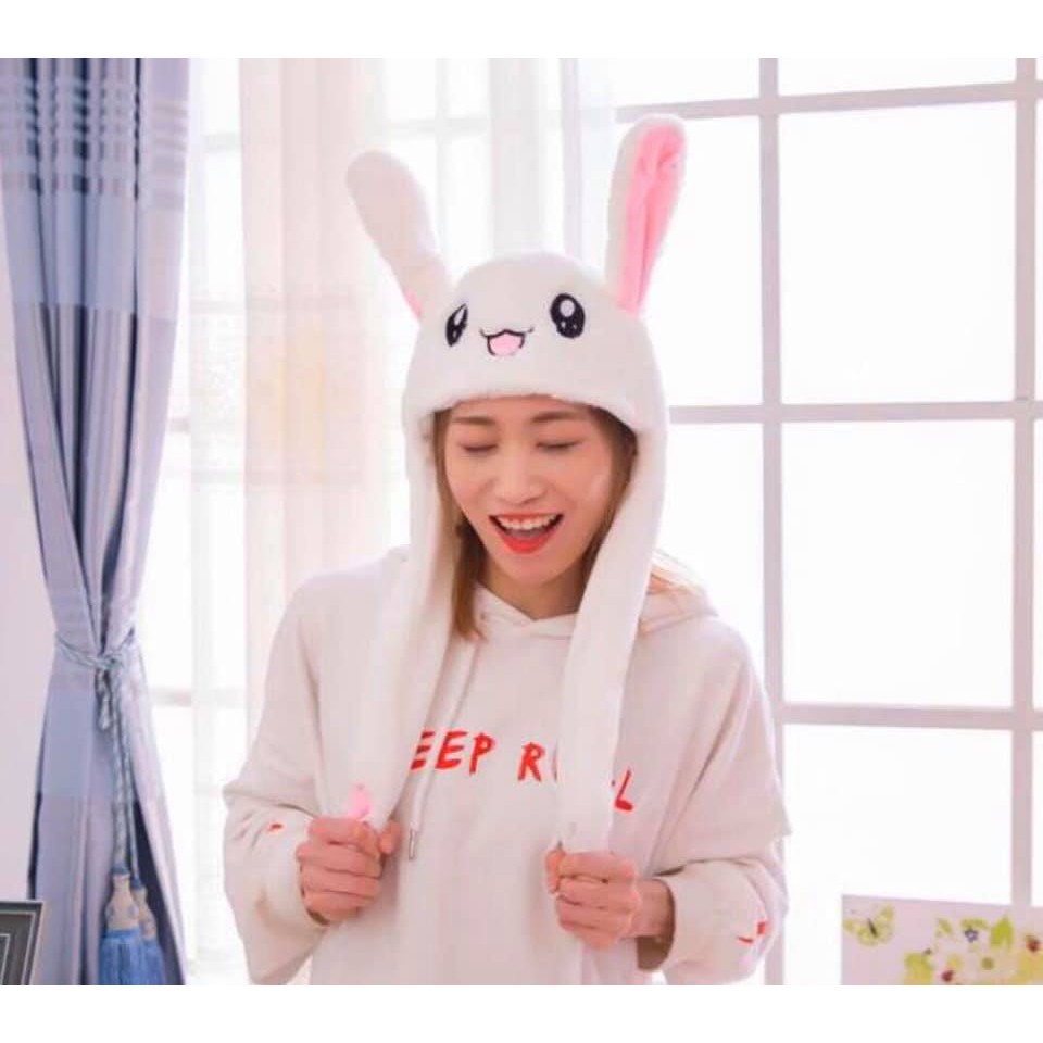 MŨ TAI THỎ GIẬT GIẬT THEO NHẠC HOTTREND IDOL KPOP SIÊU MỀM MỊN - MŨ TAI THỎ GIẬT SIÊU KUTE