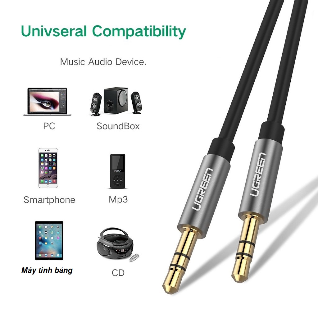 Dây Loa 2 đầu 3.5mm , Dây loa 1 ra 1 Dài 1m đến 3m  CAO CẤP Ugreen 10733 10734 10735 10736  - Hàng Chính hãng