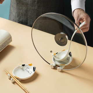 1 dụng cụ gác nắp nồi bằng sứ họa tiết hoạt hình dễ thương