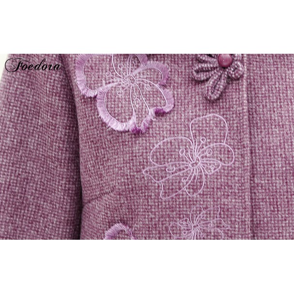 Áo Khoác Dạ Thêu Hoa - Áo Khoác Mùa Đông Cao Cấp Trung Niên