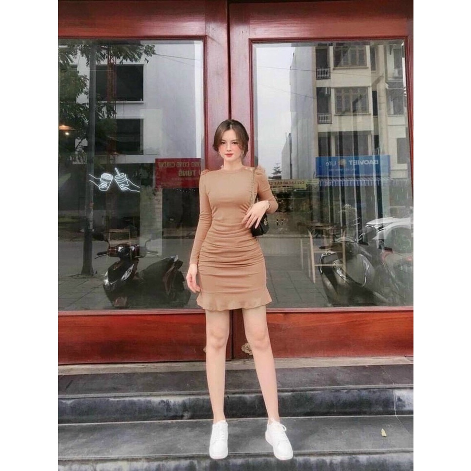 Đầm Body Tay Dài Nhún Sườn Đuôi Cá Chất Thun Borip Thích Hợp Mặc Đi Tiệc Đi Làm Đi Chơi - Đ0083 | bear.story