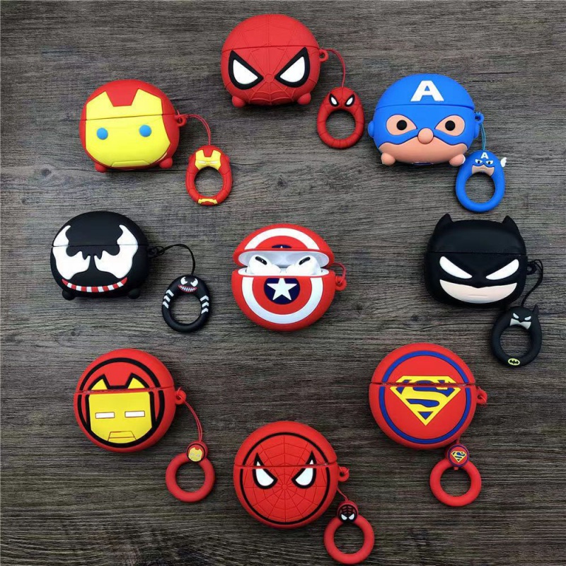 Vỏ Bảo Vệ Hộp Sạc Tai Nghe AirPods 1 / 2 / 3 Bằng Silicon Họa Tiết Hoạt Hình Marvel Hero Chống Rơi