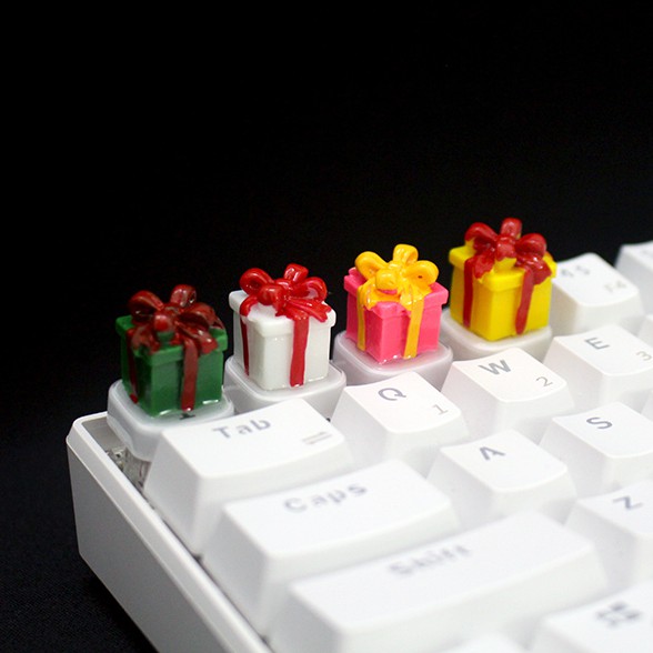 Keycap lẻ hình cây thông noel hộp quà và bánh kem siêu dễ thương( Keycap Artisan )