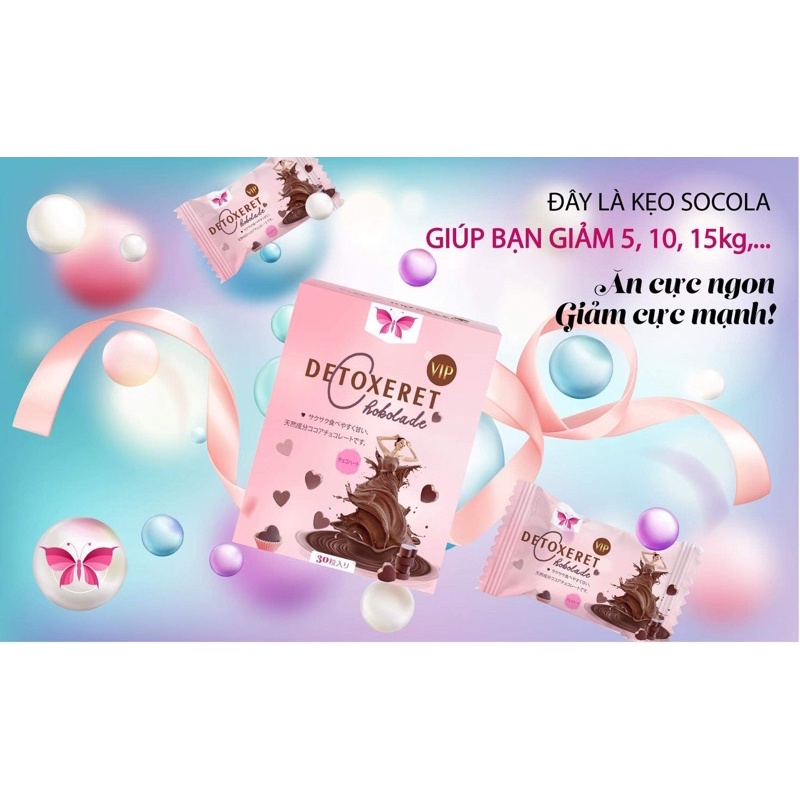 Kẹo Giảm Cân Detoxeret VIP X3 Mua 1 Hộp Tặng 1 Hộp Vitamin Hoa Quả Chính Hãng