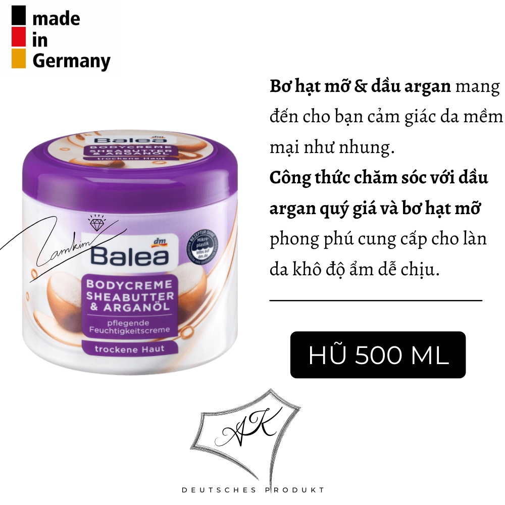 [ Hàng Đức ] Kem dưỡng thể,body lotion Balea nội địa Đức, trắng da, mùi thơm mát