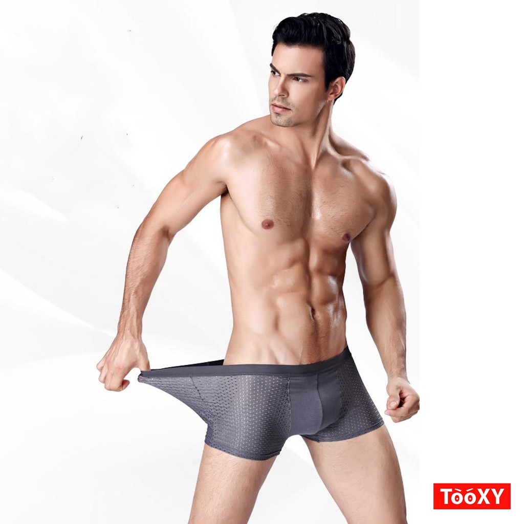 Hộp 4 sịp đùi boxer thông hơi cao cấp, Quần lót đùi nam co dãn 4 chiều VEIKUCOOL