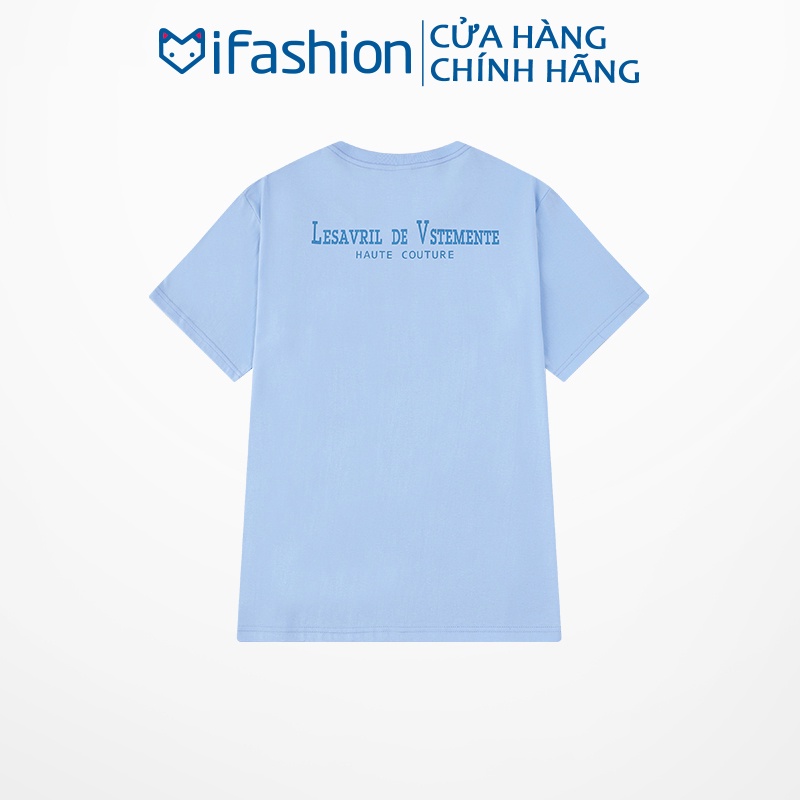 Áo thun nữ IFASHION chất cotton mát form rộng tay lỡ in chữ Lesavril De Vstemente N126