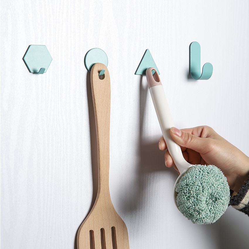 Bộ 4 Móc Treo Đồ Gắn Tường Bằng Sắt Thiết Kế Hình Học Sáng Tạo