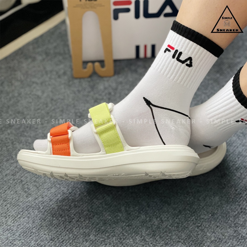 Dép Sandal Fila Pong Chính Hãng 🔴SIMPLE SNEAKER🔴 Sandal Fila Pong Cream Orange Dép Quai Ngang Nam Nữ