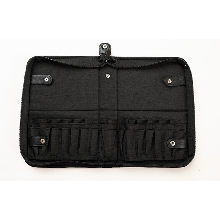 Bao da đựng cọ chuyên nghiệp đế gập đứng khuy cài hai bên siêu xịn