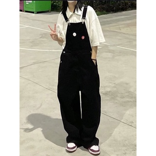 Quần yếm jean ống suông dài rộng năng động cho nam nữ