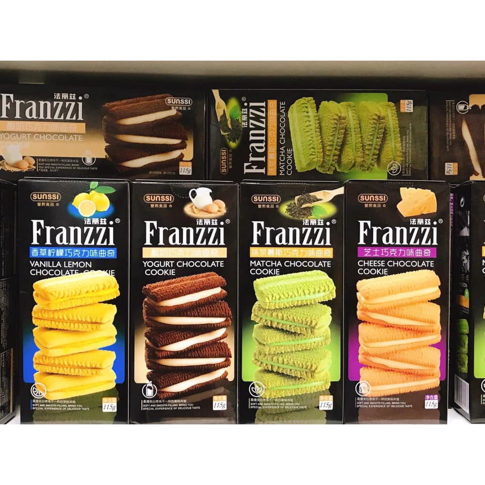 Bánh Quy Franzzi Socola Vị Phô Mai/Trà Xanh/Sữa Chua/Chanh Vani Hộp 115G