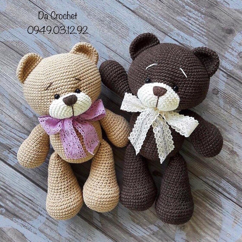 Gấu Teddy Nhồi Bông Bằng Len Cho Bé - Thú Bông Len Handmade Đan Móc Thủ Công Bằng Tay
