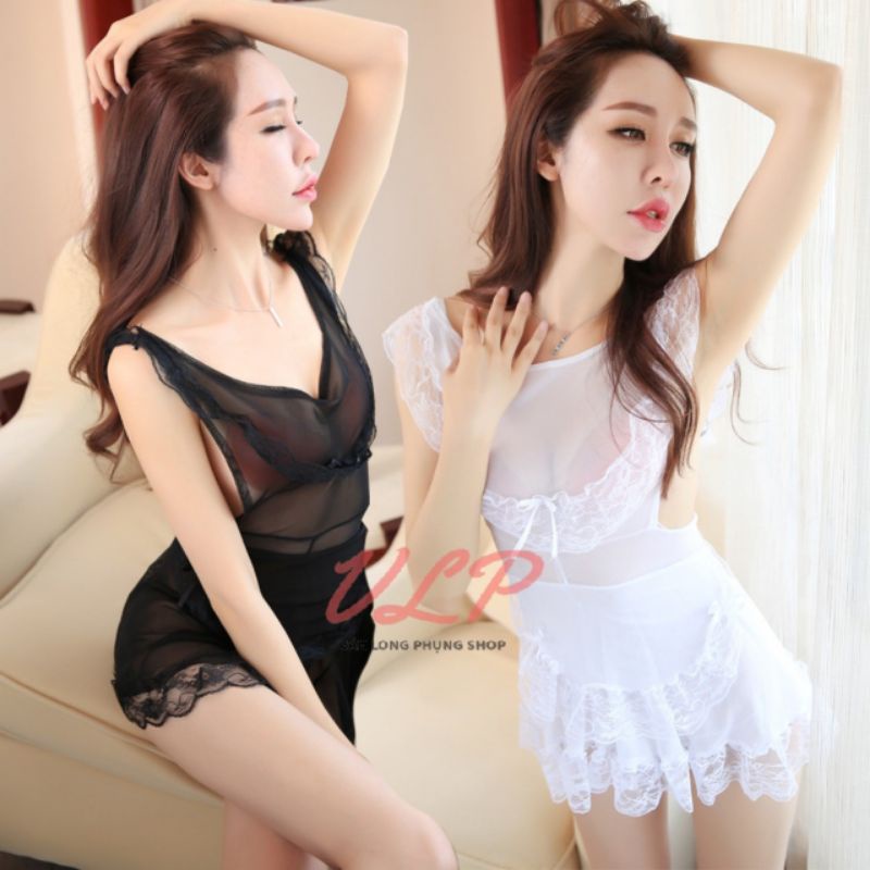 [BIGSIZE_100KG]_DN50_Váy ngủ ren sexy - Đồ ngủ cosplay hầu gái