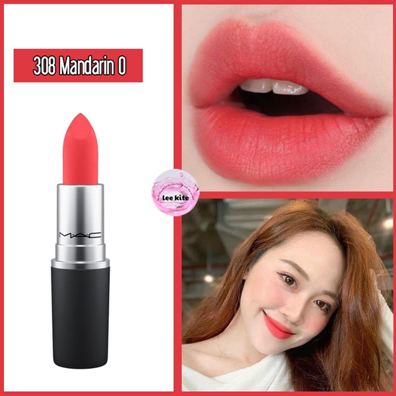 Son MAC Mandarin O Màu 308 Hồng San Hô - Powder Kiss Lipstic