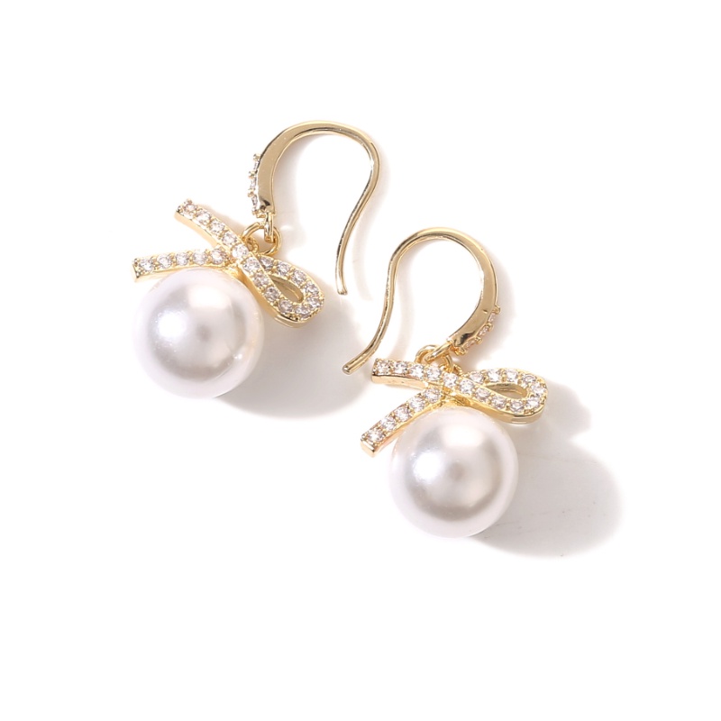 Bông Tai Hình Máy Bướm Đính Ngọc Trai Lớn Thanh Lịch Thời Trang Cho Nữ