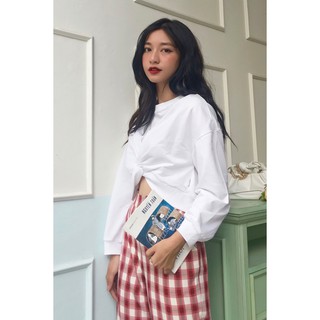Áo thun nữ croptop dài tay xoắn eo atw0376 - 92wear
