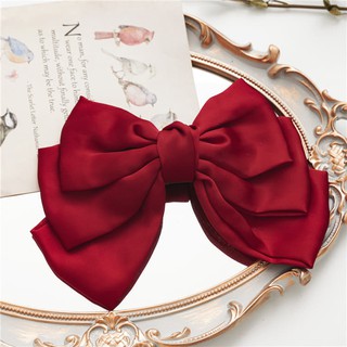 Kẹp tóc nơ tiểu thư lụa satin 3 tầng HOTTREND Noel