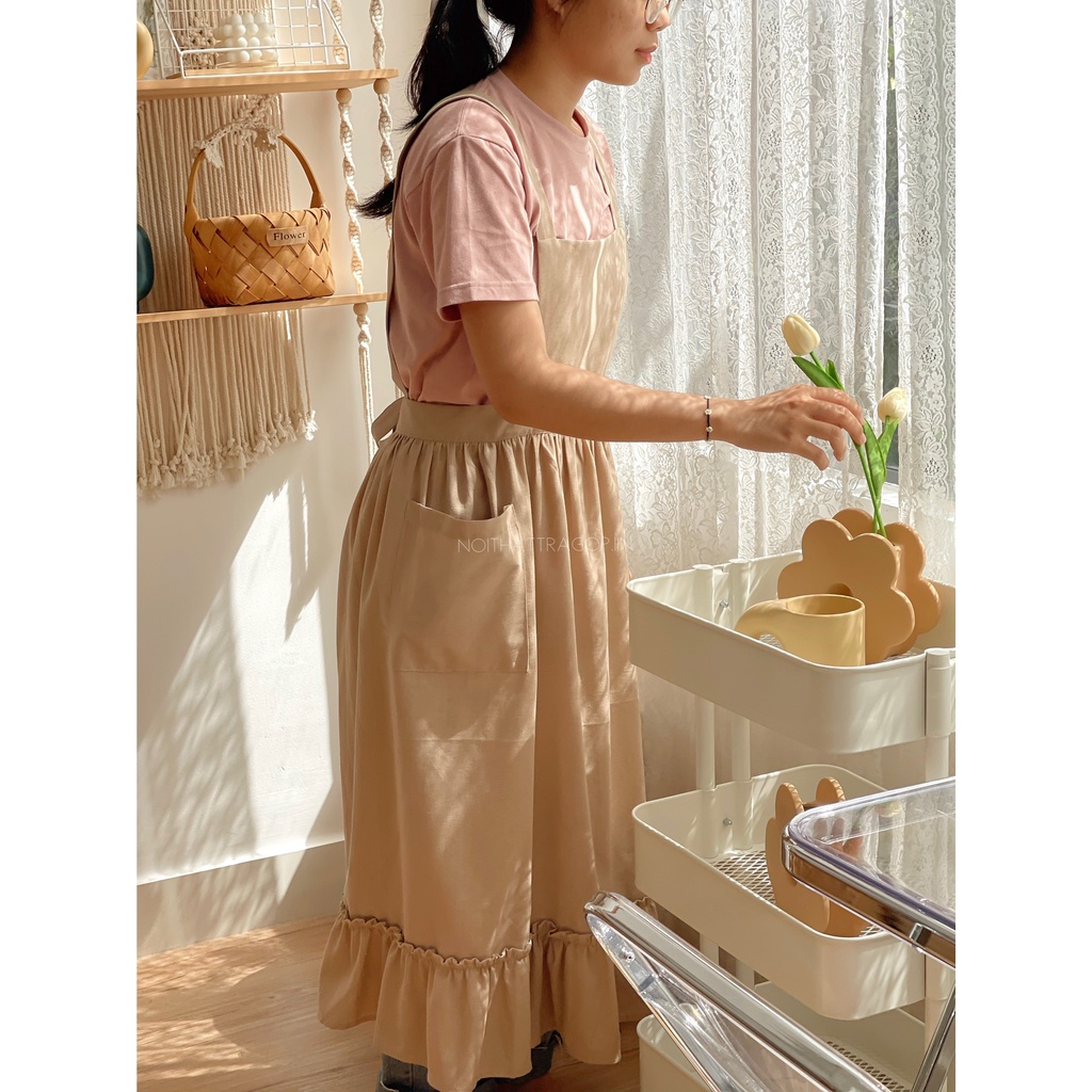 tạp dề linen thêu tay - không thêu