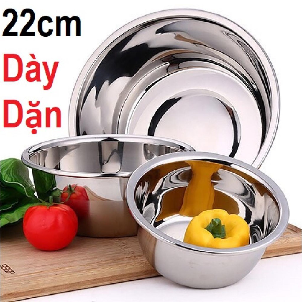 [DÀY DẶN] Thau trộn salad inox , thau rửa rau củ cao cấp 22cm