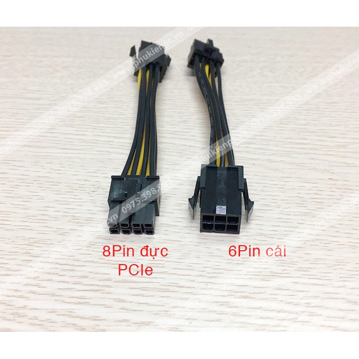Cáp chuyển nguồn 6Pin sang 8Pin PCI-E dài 20cm