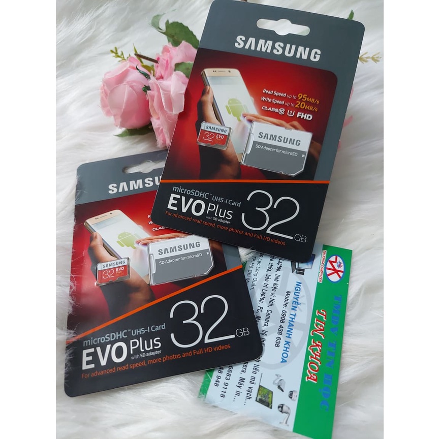 Thẻ nhớ Micro SD 32GB Samsung Evo Plus kèm đế.