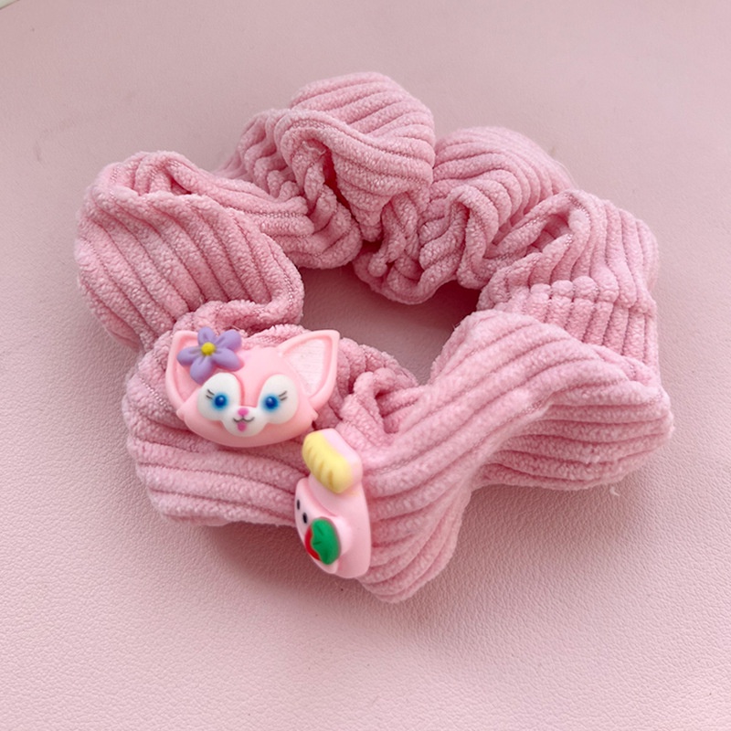 Dây Buộc Tóc Da Cáo Màu Hồng Dễ Thương Thời Trang Thu Đông Cho Nữ