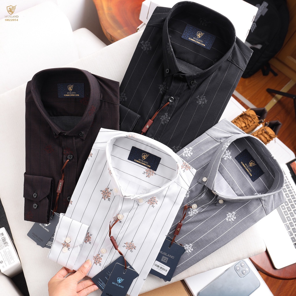 Áo Sơmi Sọc Họa Tiết Bamboo 1 thiết kế mới - Chất Cotton Thấm Hút Mồ Hôi Tốt Chống Nhăn X10 Lần 💖 SMML4a 💖