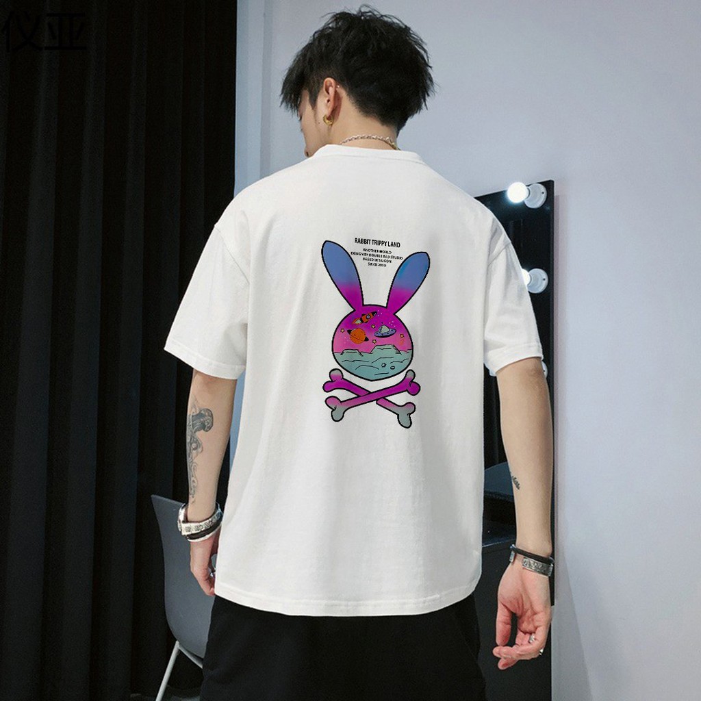 Áo Thun Tay Lỡ In Thỏ Trippy Land Unisex Freesize Dưới 75kg ATIN13 | BigBuy360 - bigbuy360.vn