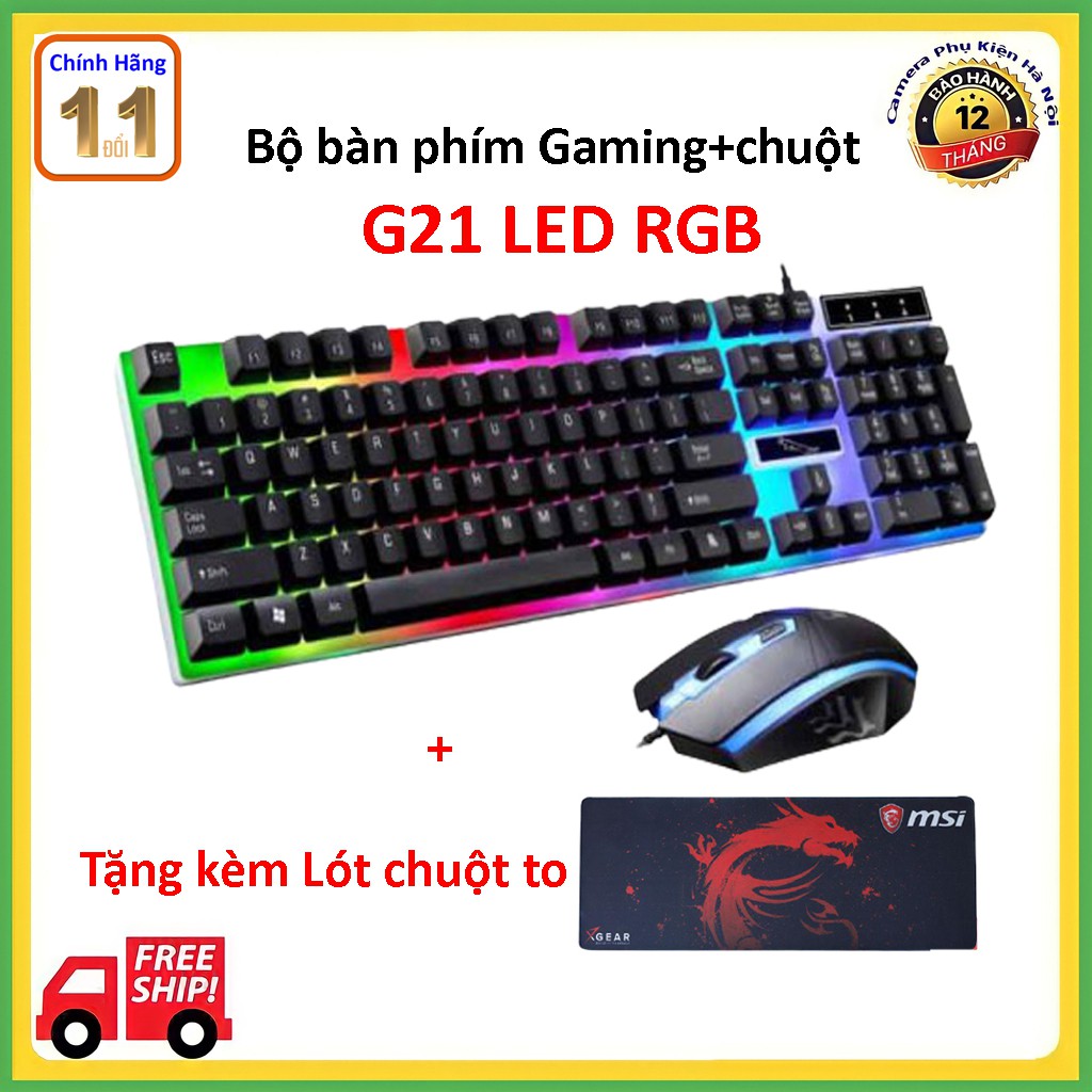 Bộ Bàn Phím GAMING+ Chuột G21 LED + Tặng kèm Lót Chuột - Đèn LED 7 MÀU SIÊU ĐẸP NEW 2020