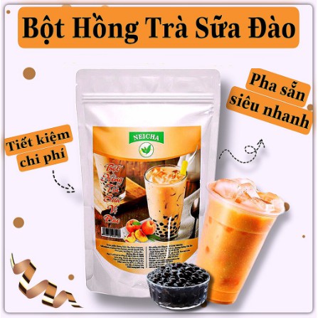 Bột trà sữa pha sẵn vị hồng trà sữa đào Neicha gói 1kg, hồng trà sữa vị đào pha sẵn thơm ngon đúng vị (Gói 1kg/30 ly)