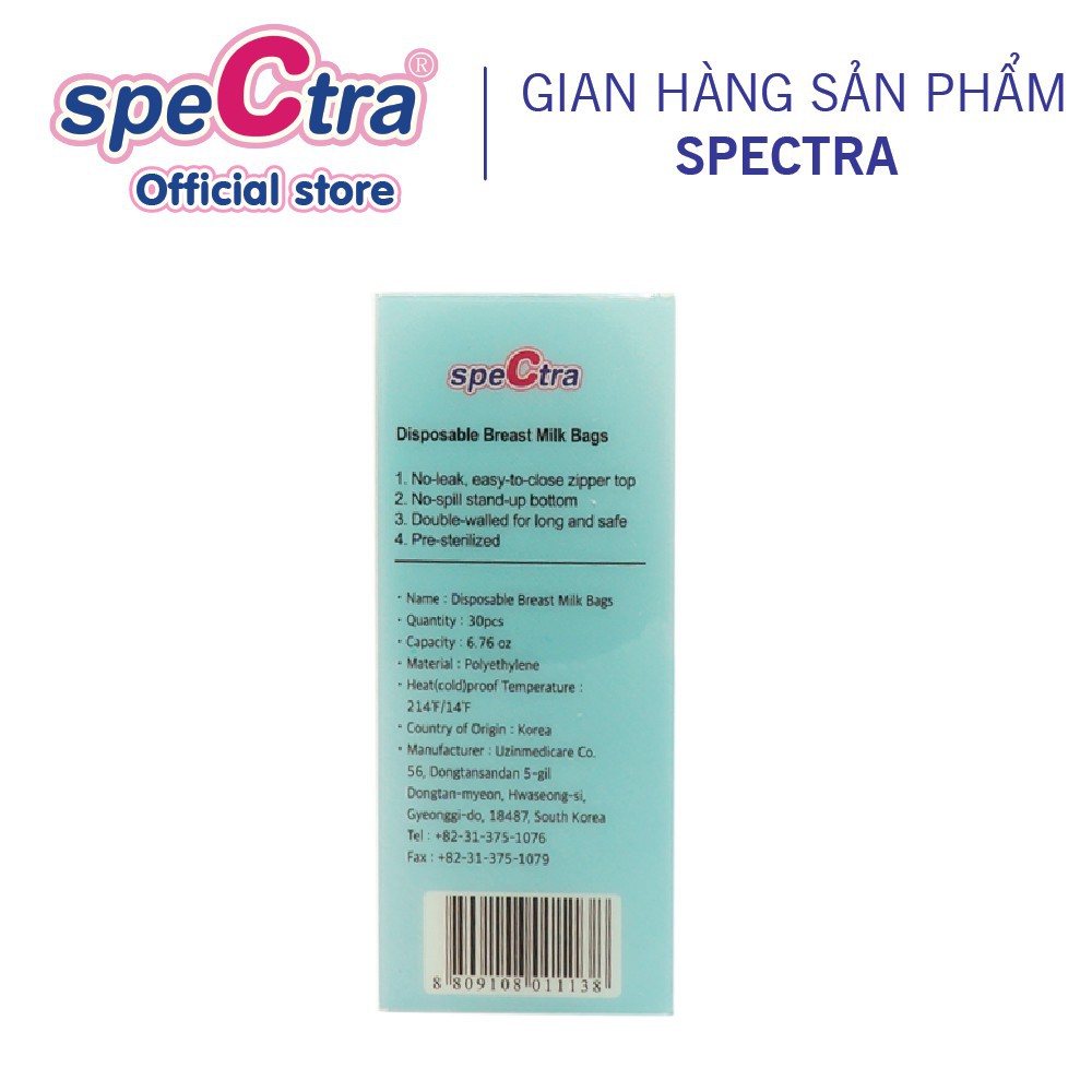 Túi Trữ Sữa Spectra Cảm Ứng Nhiệt 200ml (30 Túi/ Hộp)