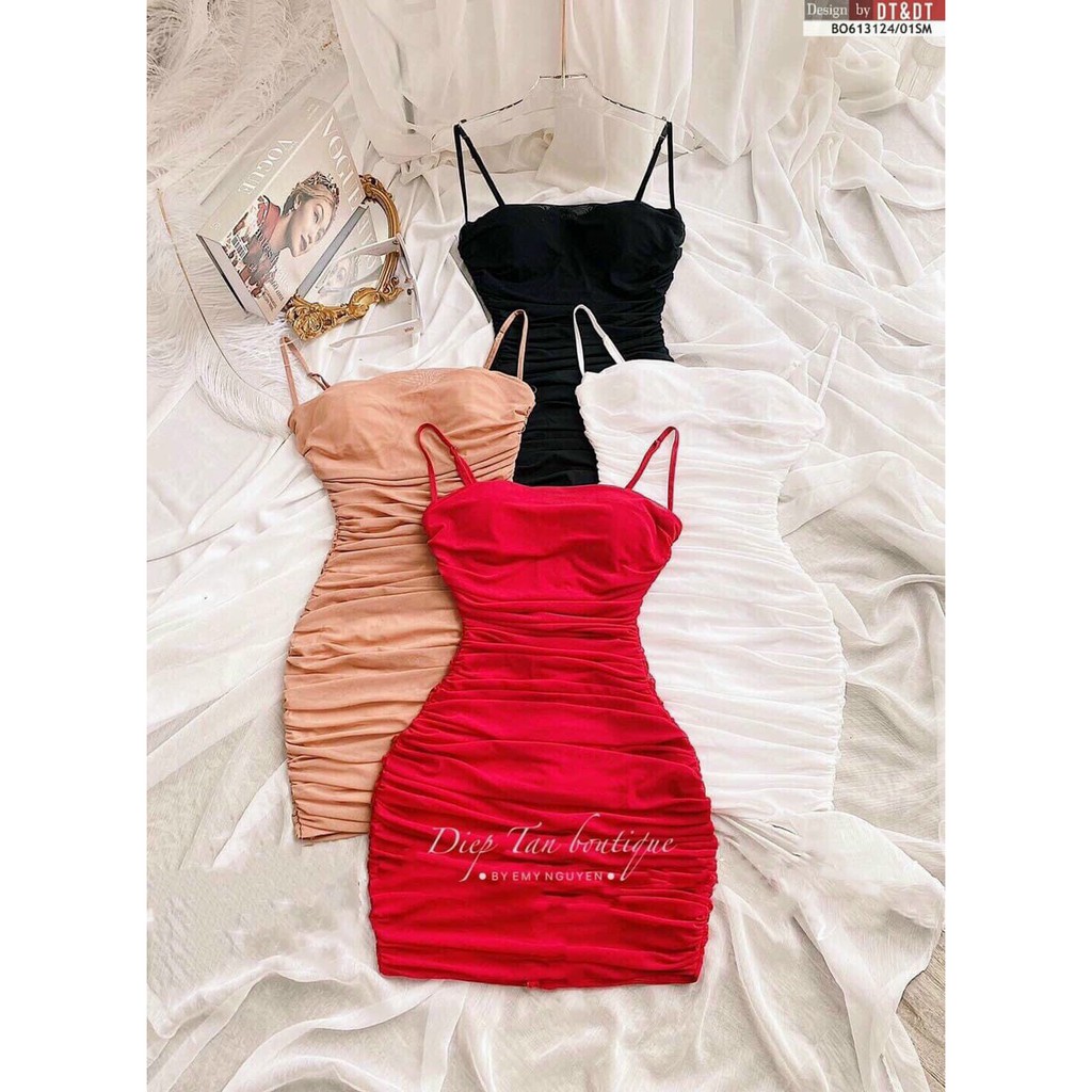 Váy đầm ôm body cúp ngực 2 dây nhúm mông siêu hot.