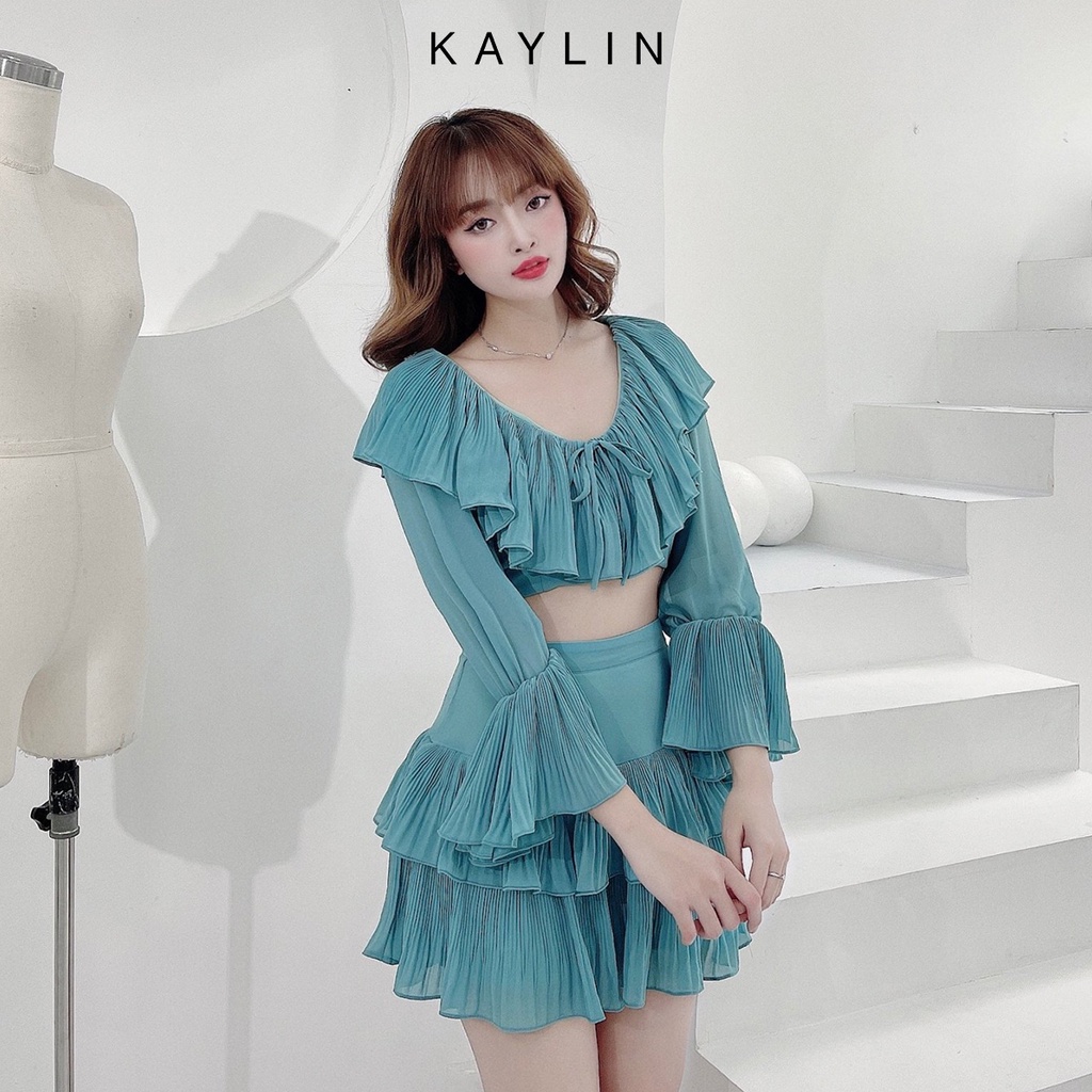 Set croptop nhún bèo N1592 - KAYLIN
