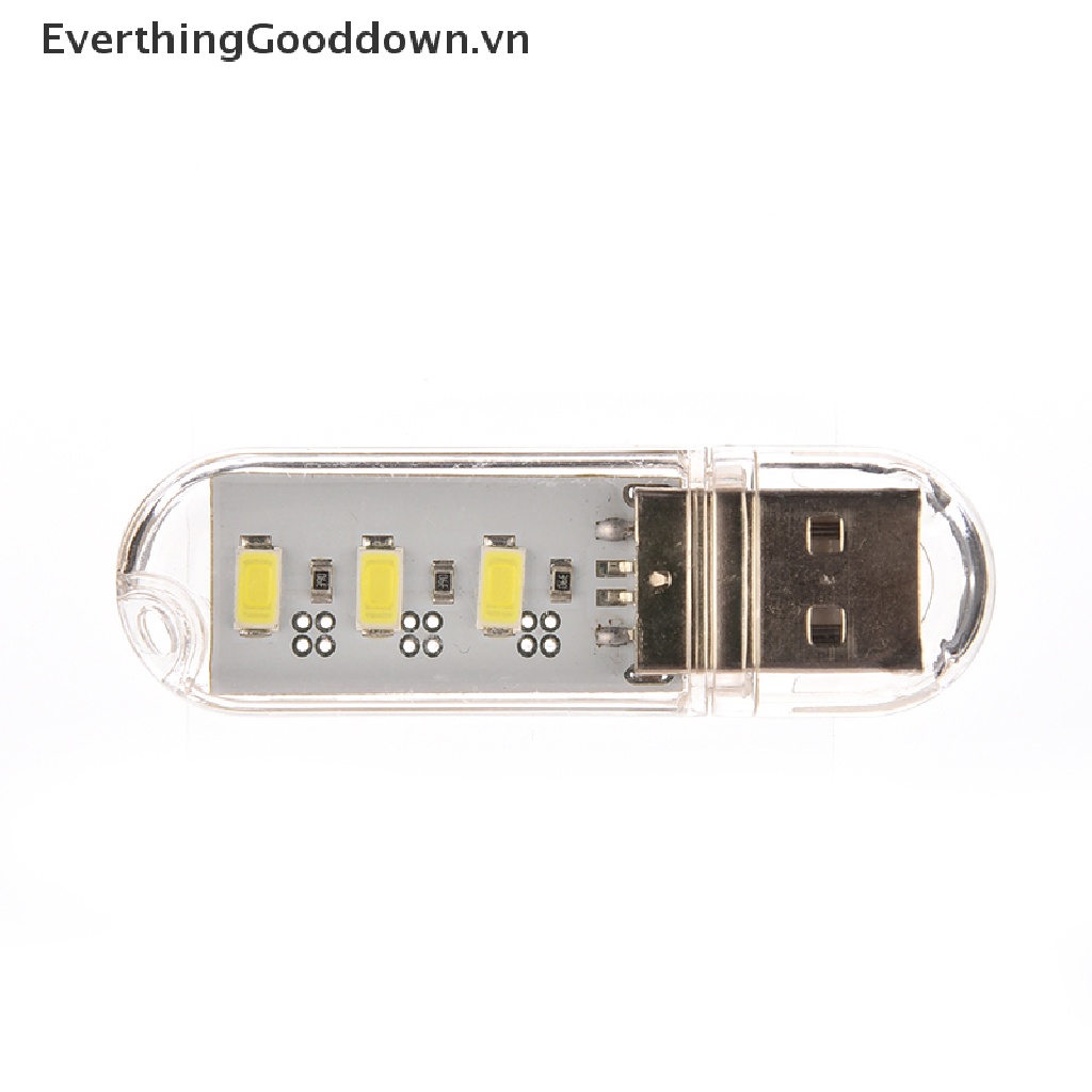 Everthinggooddown Móc Khóa Đèn LED 3 Bóng Trắng Hình Ổ Đĩa Chữ U Sạc Cổng USB Mang Đi Tiện Dụng