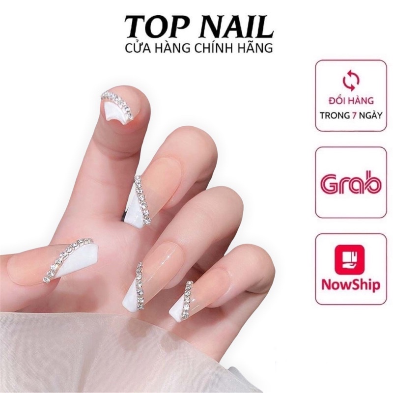 Dây xích đá trang trí móng nail màu bạc