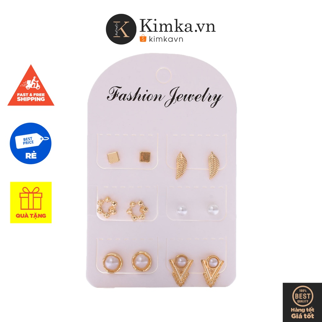 (024) Bộ Set 6 Khuyên Tai Sang Trọng Lôi Cuốn Dành Cho Nữ