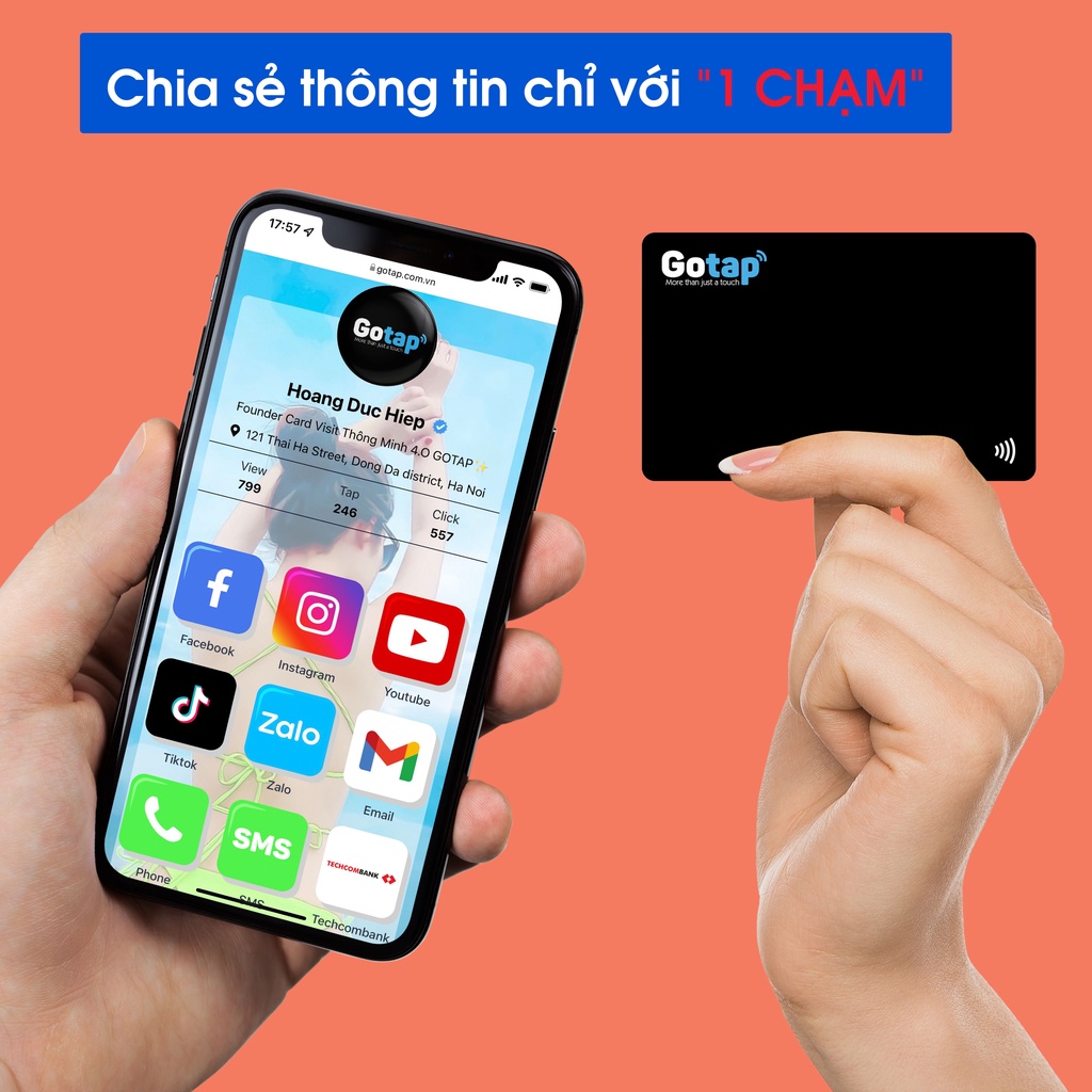 Thẻ Thông Minh GOTAP Black Edition, Card Visit Điện Tử, Chia Sẻ Thông Tin Chỉ Với 1 Chạm