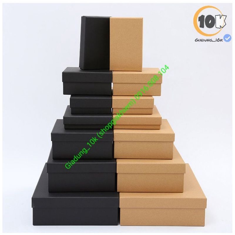 Hộp quà tặng hộp quà sinh nhật giấy kraft màu nâu/ đen chất liệu cứng 2 lớp phụ kiện quà tặng Giadung_10k