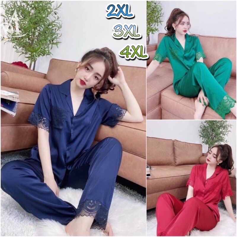 (45-110kg) Đồ Bộ Lụa Satin Bigsize Cao cấp (2XL,3XL,4XL)