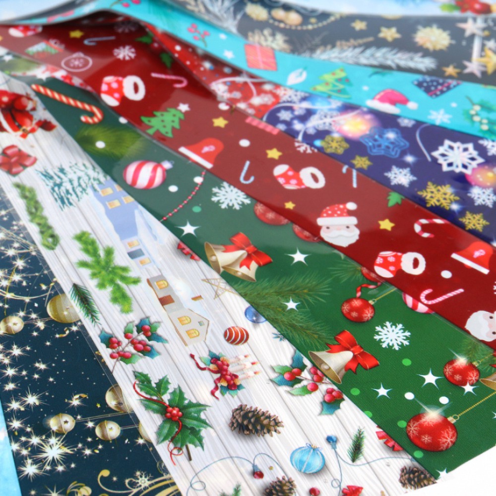 COD 10pcs Christmas Decorations for Nails Mix Colorful Transfer Nail Foil Sticker Snow Flower Elk Gift Santa Adhesive Paper MK