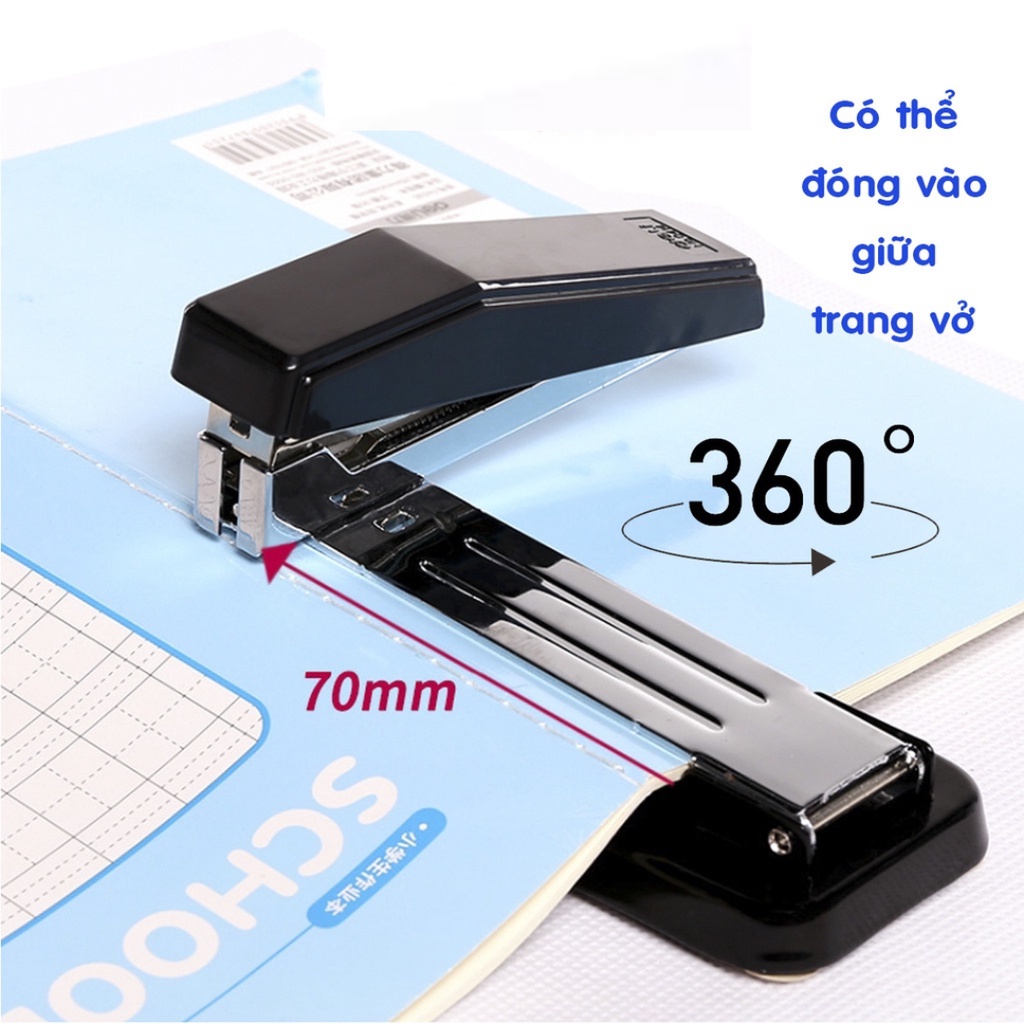 Bấm kim số 3 Eagle 9628 xoay 360 độ bấm được vào giữa cuốn tập DÙNG GHIM SỐ 3, 23/8, 23/10