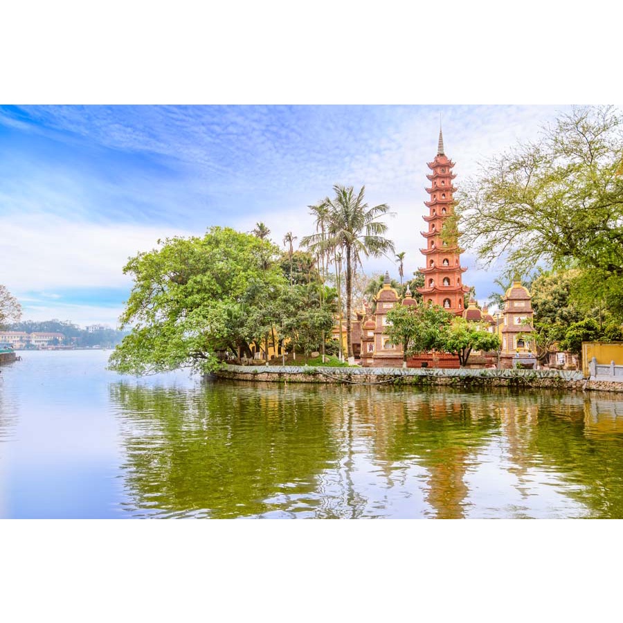 Tranh lụa 3D Dán Tường trà tranh, trà sữa phong cách địa danh nổi tiếng Hà Nội cầu Long Biên, bút tháp, tháp rùađẳng cấp